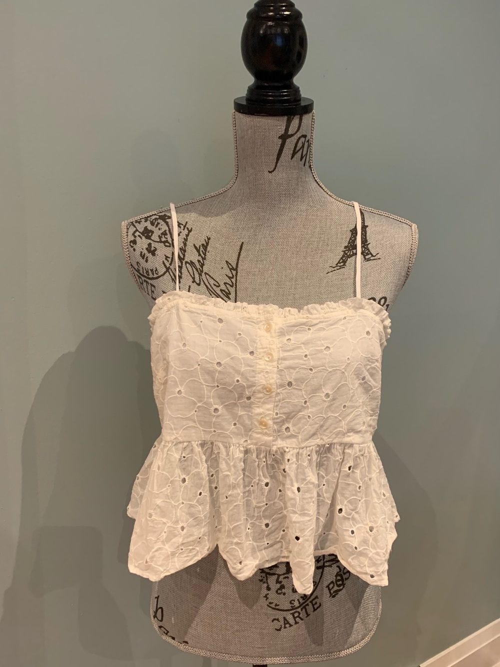 Patrons of Peace White Eyelet Peplum Cami